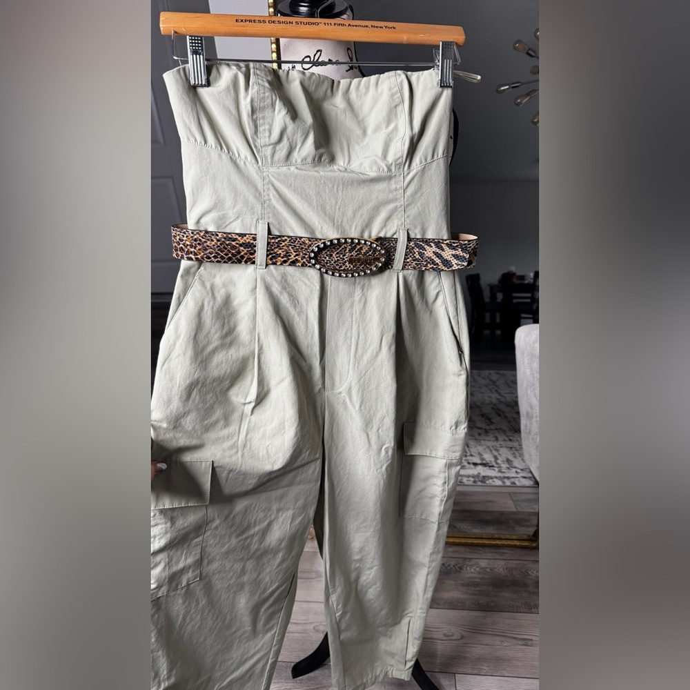 Zara Olive Green Zara Long Cargo Jumpsuit - Picture 2 of 12